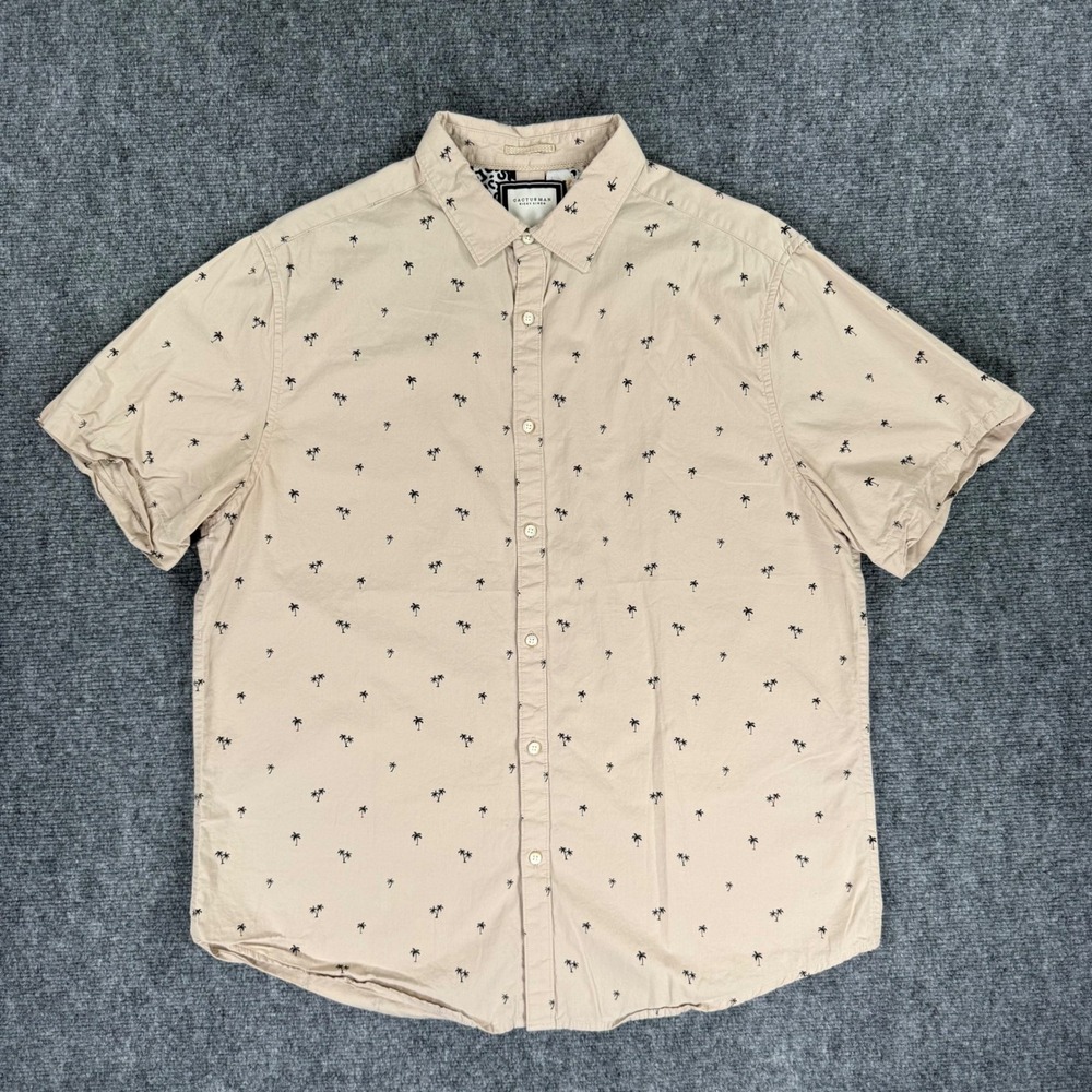 Cactus Man Ricky Singh Men's XL Beige Palm Tree Short Sleeve Button Up Shirt